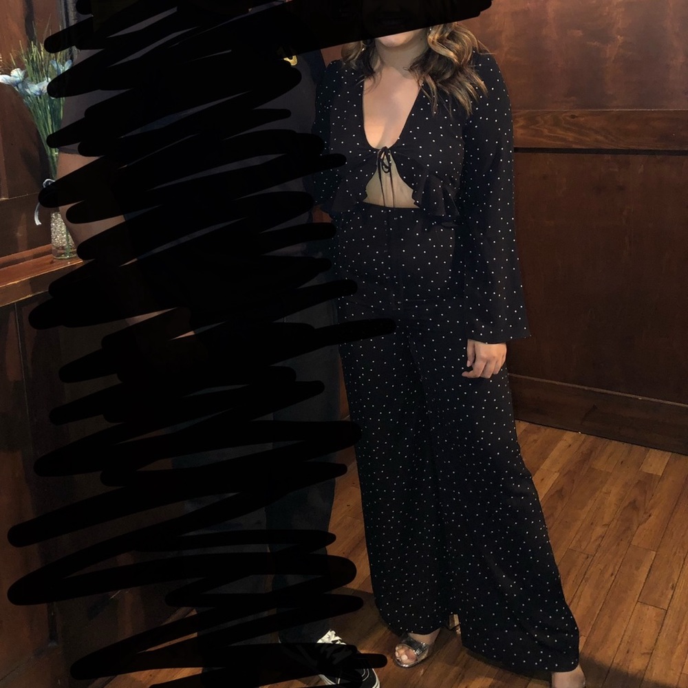 Forever 21 cutout polka dot jumpsuit🖤🤍